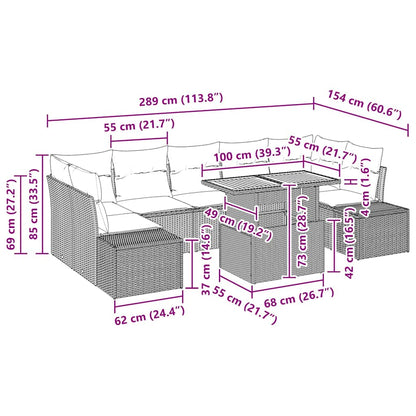 Havesofa Sæt 8 Stk. Polyrattan - Billede 11