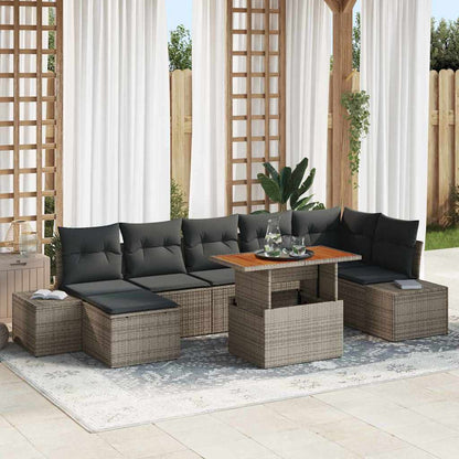Havesofa Sæt 8 Dele Og Poly Rattan Og Solid Akacietræ - Variant 3349992