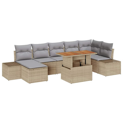 Havesofa Sæt 8 Dele Og Poly Rattan Og Solid Akacietræ - Billede 2