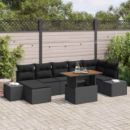 Havesofa Sæt 8 Dele Og Poly Rattan Og Solid Akacietræ - Variant 3349995