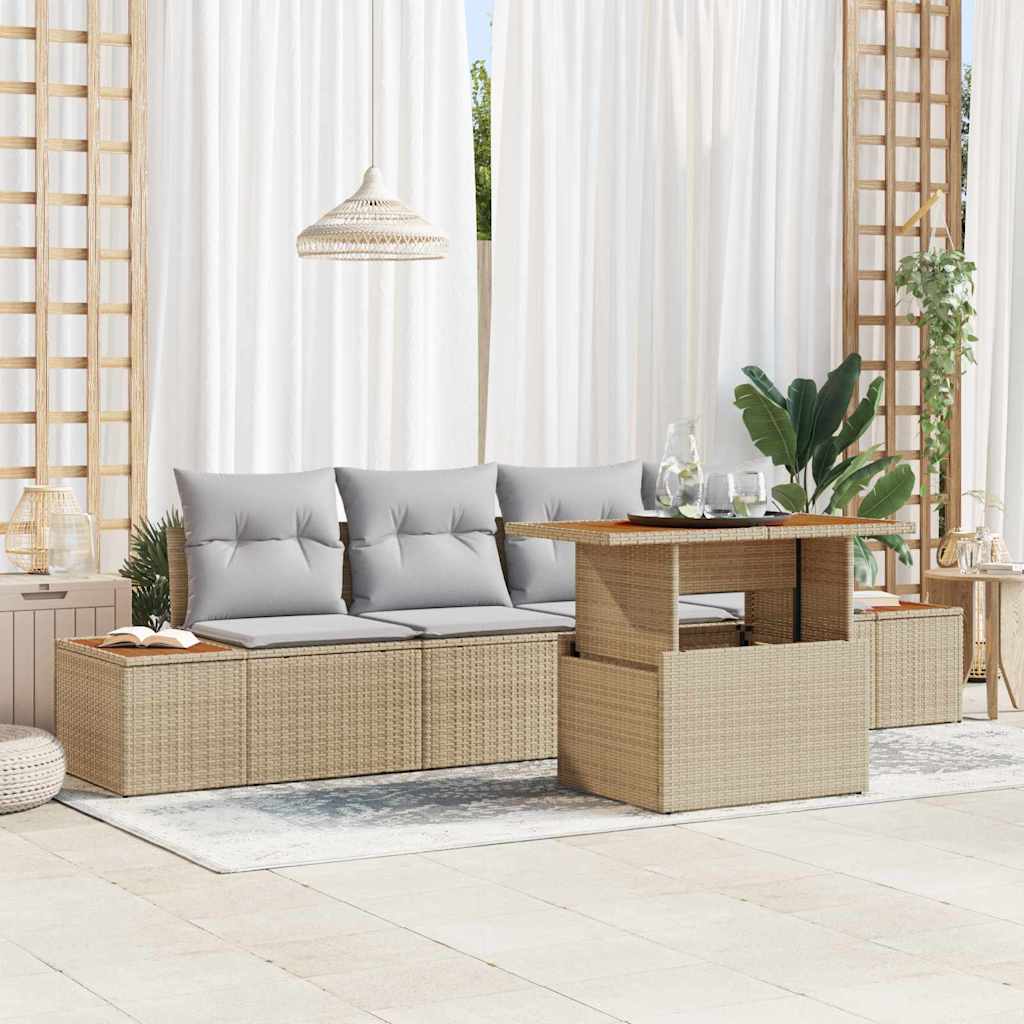 Havesofa Sæt 5 Stk. Polyrattan - Hovedbillede