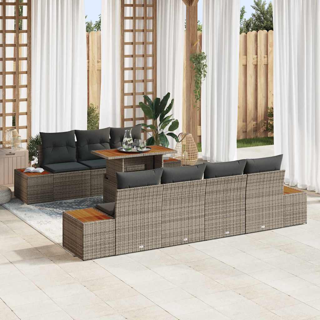 Havesofa Sæt Med Pude 8 Dele Poly Rattan - Variant 3350041