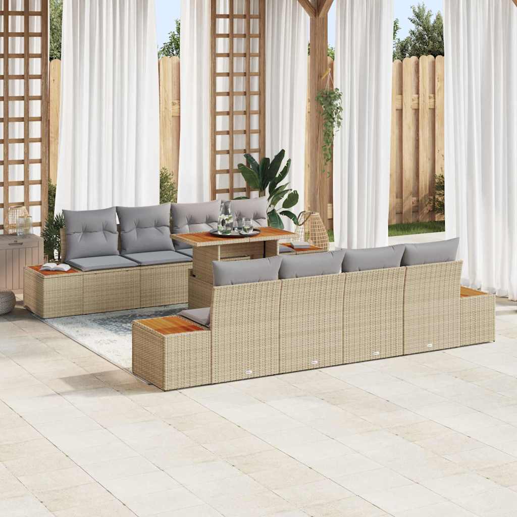 Havesofa Sæt 9 Stk. Polyrattan - Variant 3350052