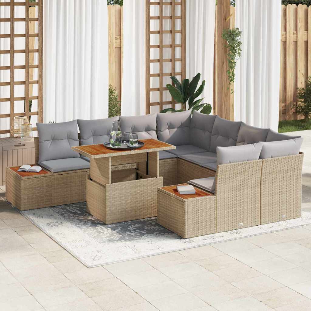 Havesofa Sæt 9 Stk. Polyrattan - Variant 3350057