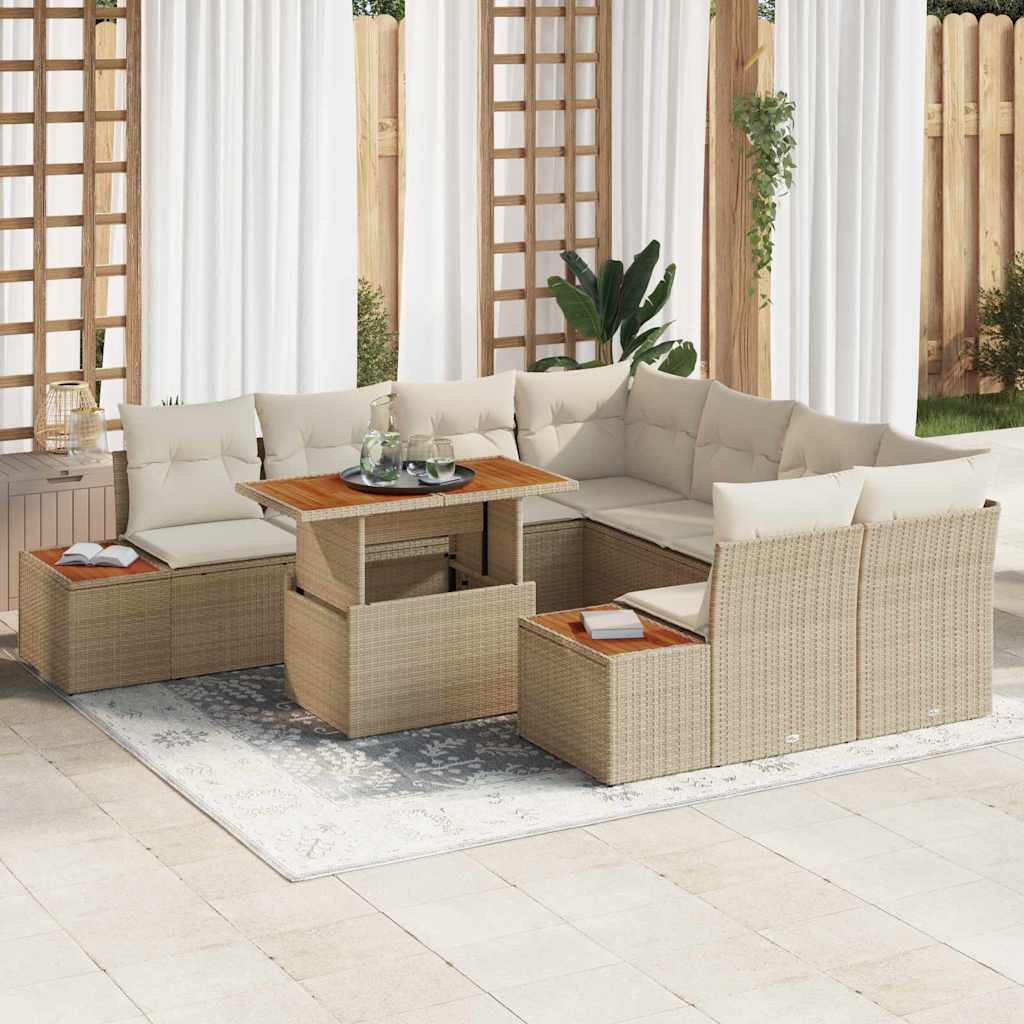 Havesofa Sæt 9 Stk. Polyrattan - Hovedbillede