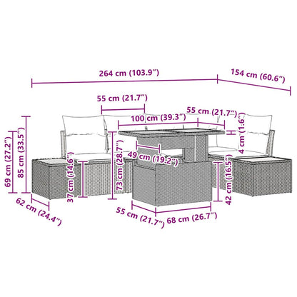 Havesofa Sæt 6 Stk. Polyrattan - Billede 11