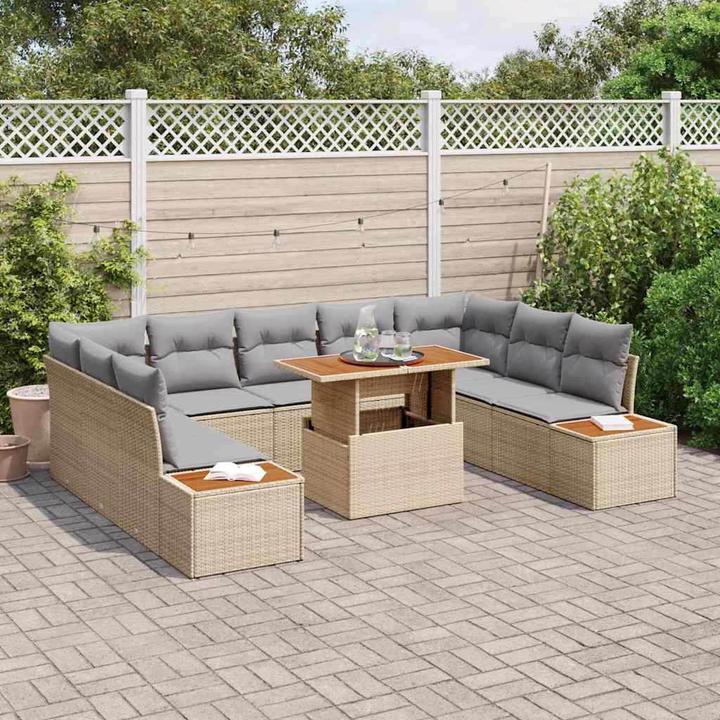 Havesofa Sæt 10 Stk. Polyrattan - Billede 3