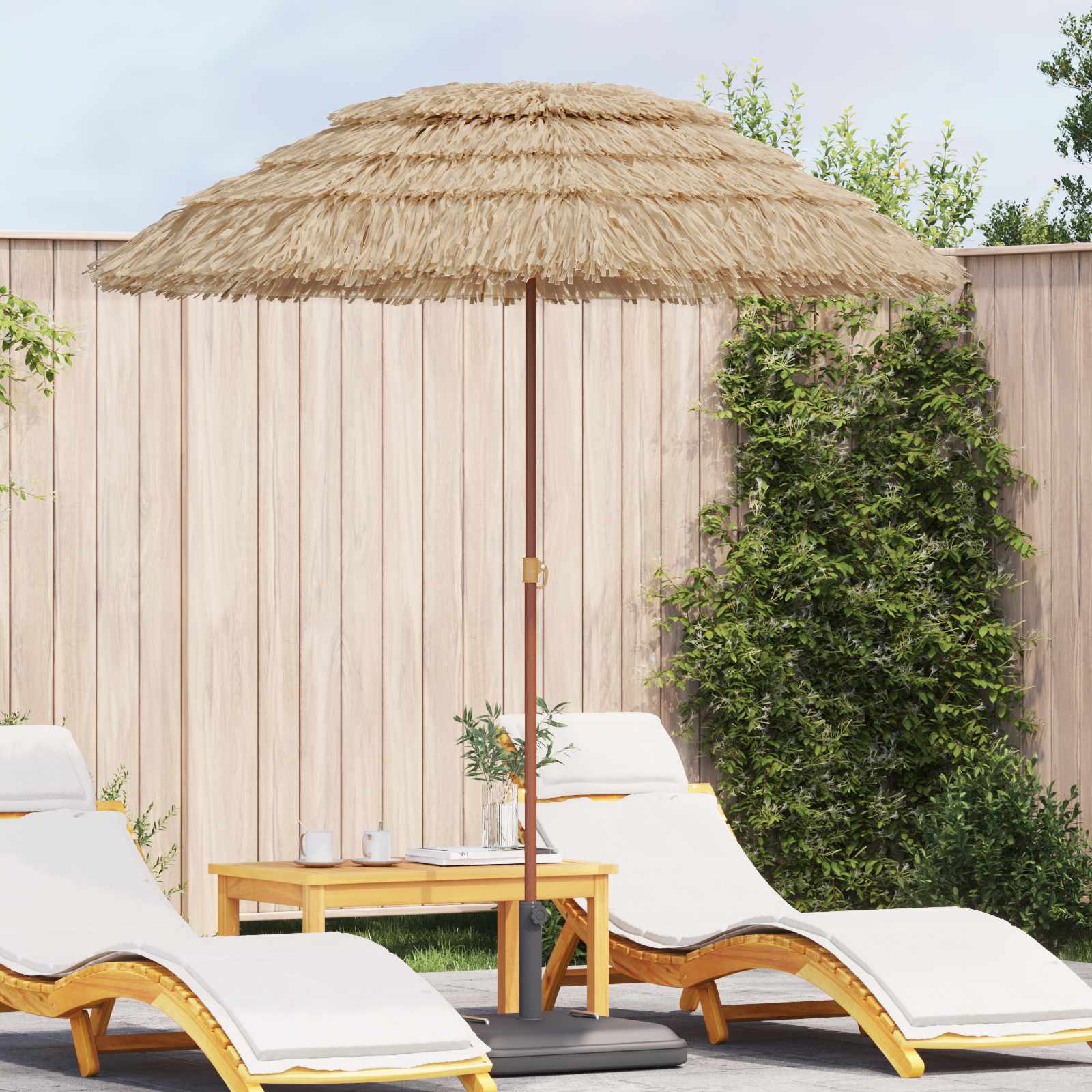 Strand Parasol Naturfarvet 160 X 160 X 196 Cm Polyester Og Stål - Hovedbillede