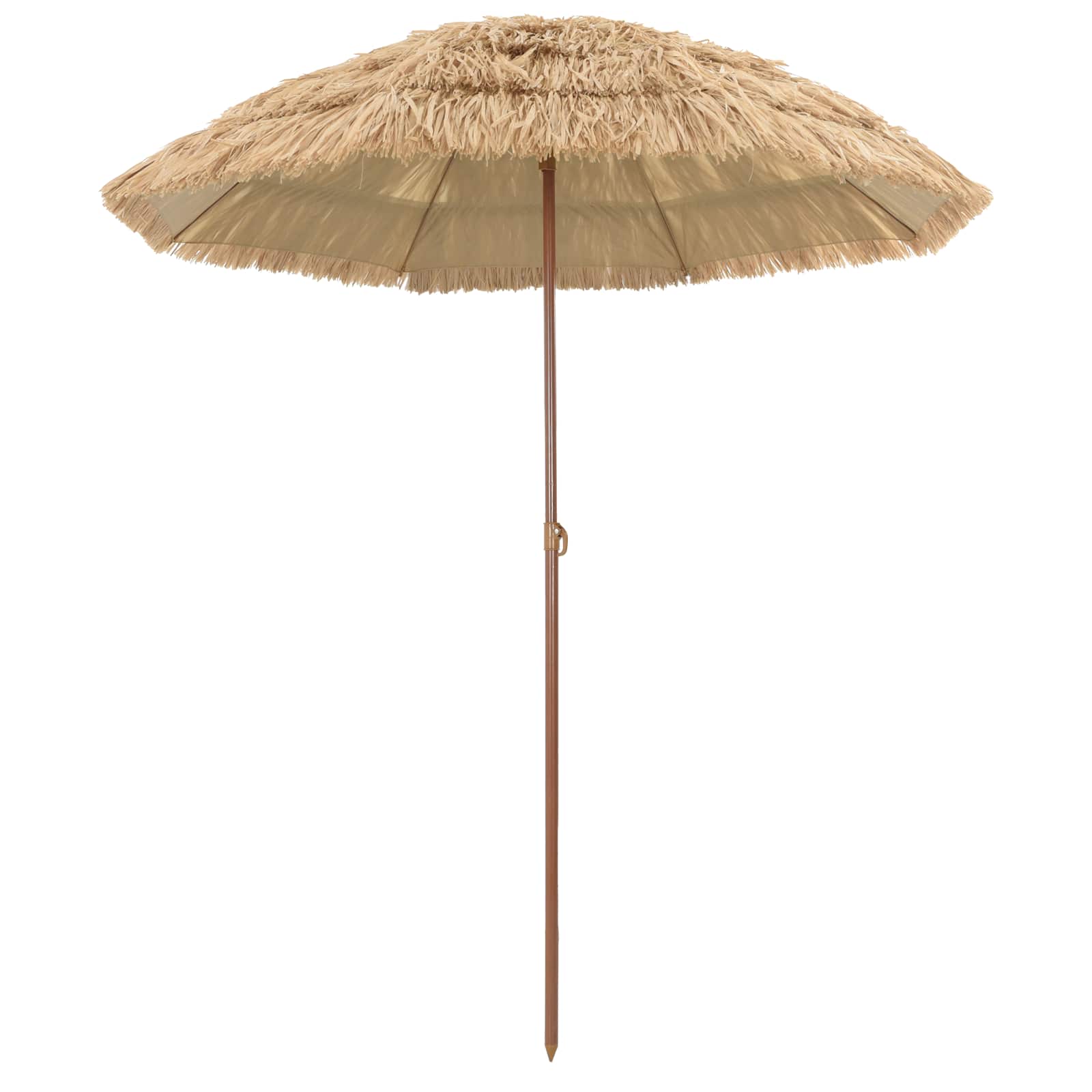 Strand Parasol Naturfarvet 160 X 160 X 196 Cm Polyester Og Stål - Billede 2