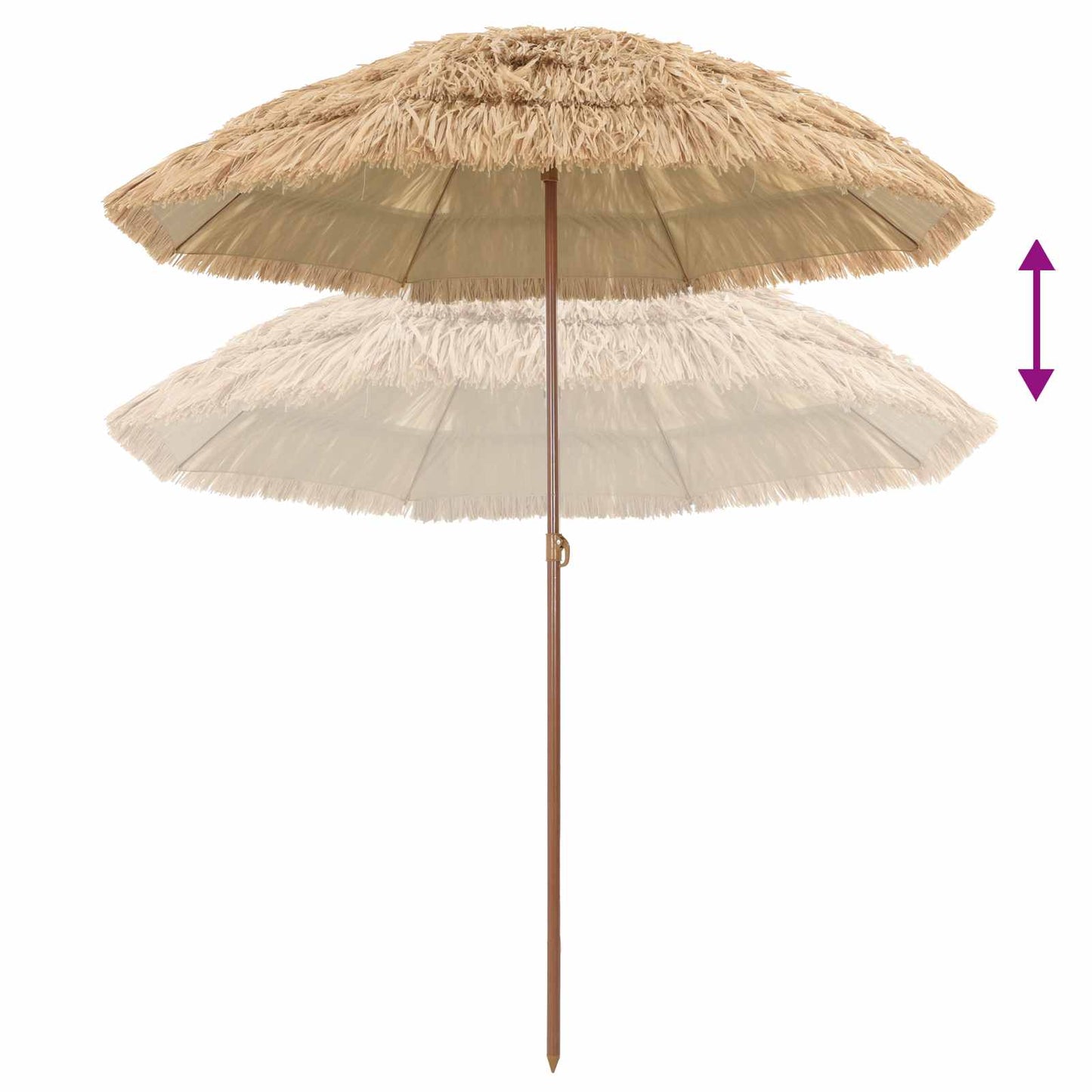 Strand Parasol Naturfarvet 160 X 160 X 196 Cm Polyester Og Stål - Billede 5