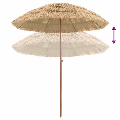 Strand Parasol Naturfarvet 160 X 160 X 196 Cm Polyester Og Stål - Billede 5