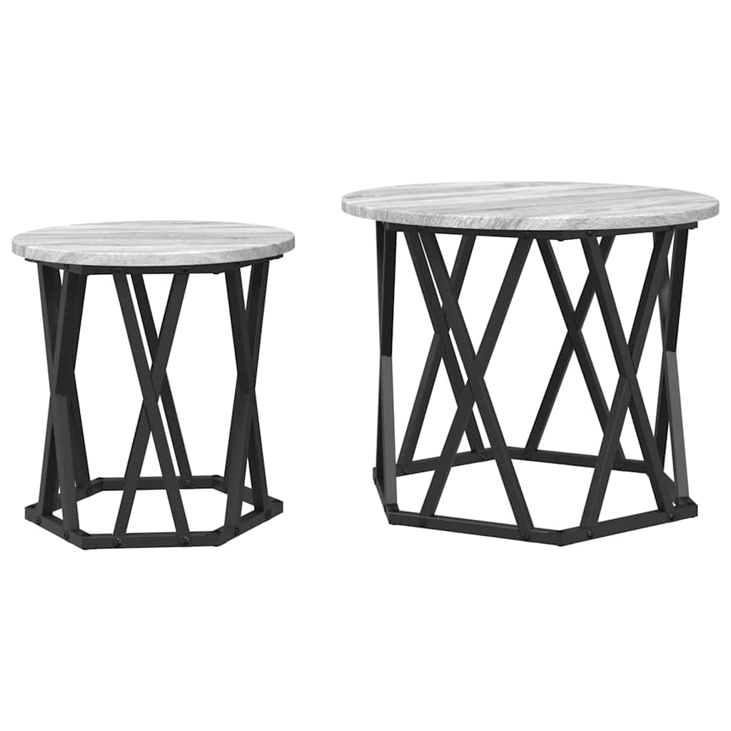 Sidebord 2 Dele Ingeniørtræ Og Stål - Billede 2