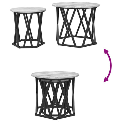 Sidebord 2 Dele Ingeniørtræ Og Stål - Billede 10