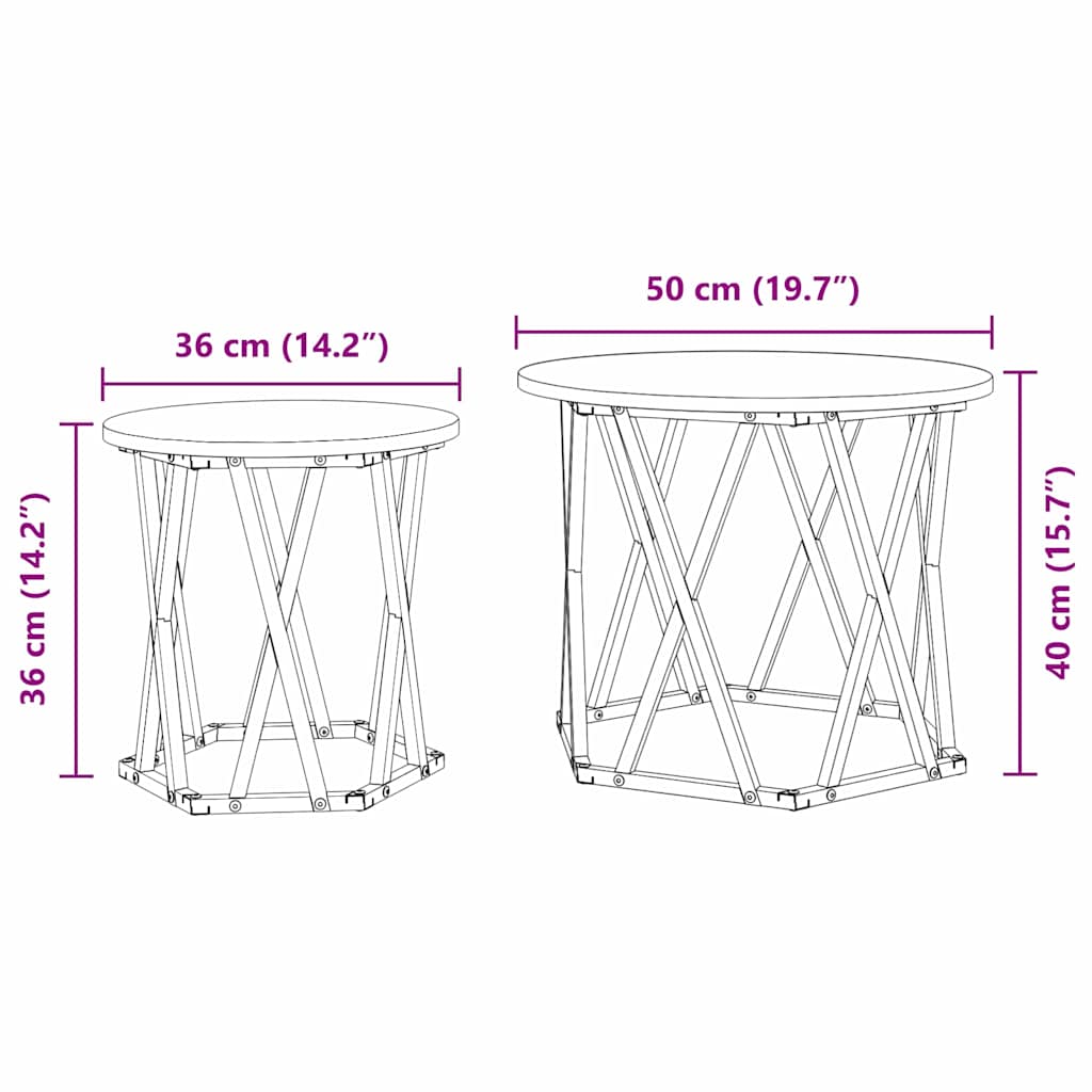 Sidebord 2 Dele Ingeniørtræ Og Stål - Billede 12