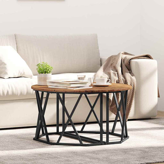 Sofabord 80 X 80 X 42 Cm Ingeniørtræ Og Stål - Hovedbillede