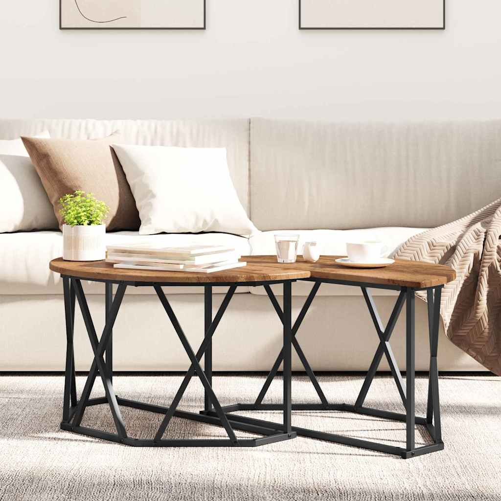 Sofabord 80 X 80 X 42 Cm Ingeniørtræ Og Stål - Billede 4