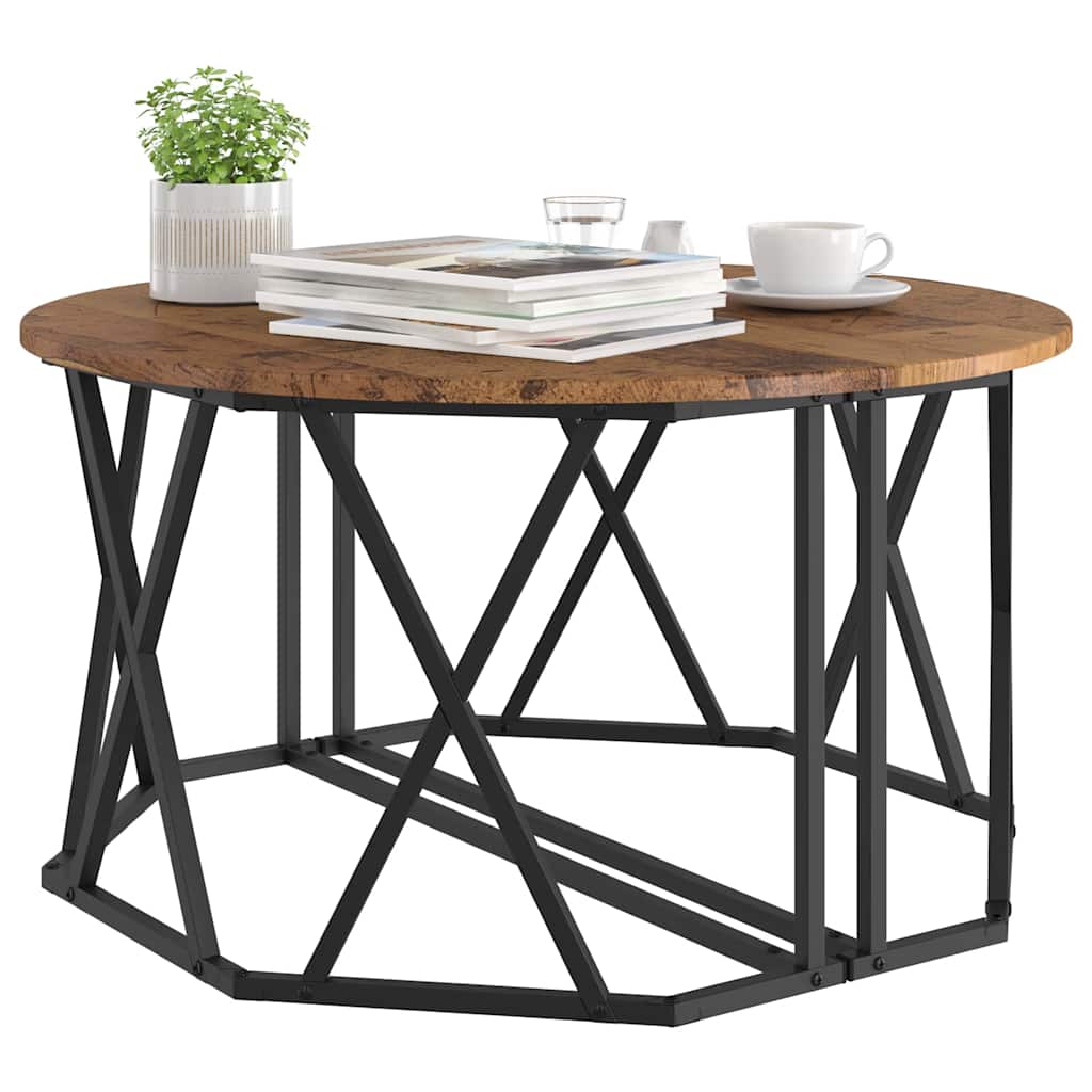 Sofabord 80 X 80 X 42 Cm Ingeniørtræ Og Stål - Billede 3