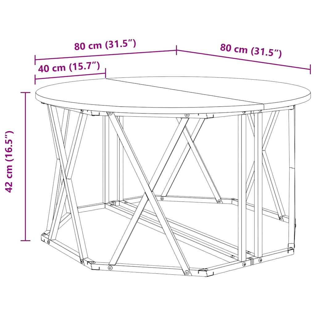 Sofabord 80 X 80 X 42 Cm Ingeniørtræ Og Stål - Billede 11