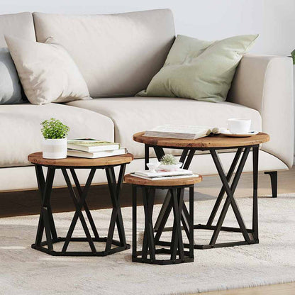 Nesting Sidebord 3 Dele Ingeniørtræ Og Stål - Hovedbillede