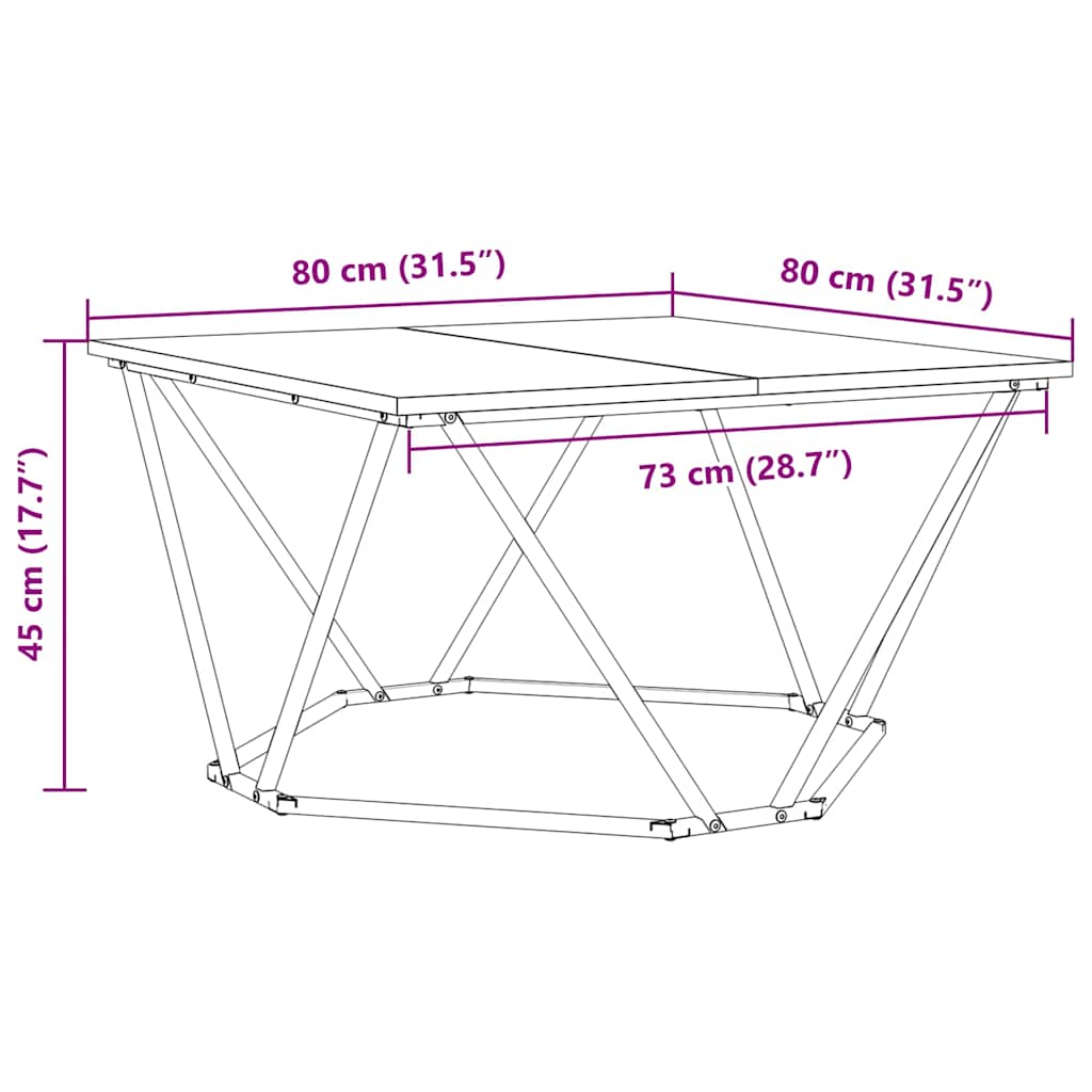 Sofabord 80 X 80 X 45 Cm Ingeniørtræ Og Stål - Billede 11
