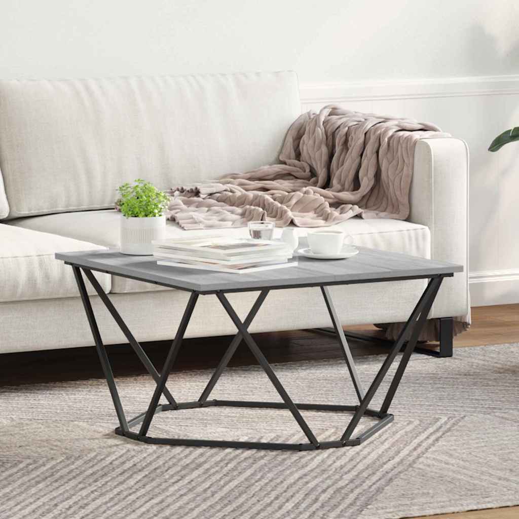 Sofabord 80 X 80 X 45 Cm Ingeniørtræ Og Stål