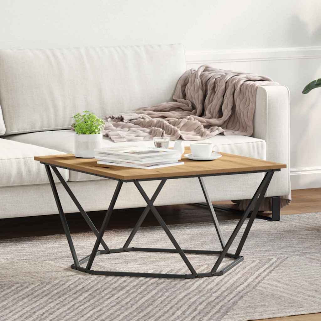 Sofabord 80 X 80 X 45 Cm Ingeniørtræ Og Stål