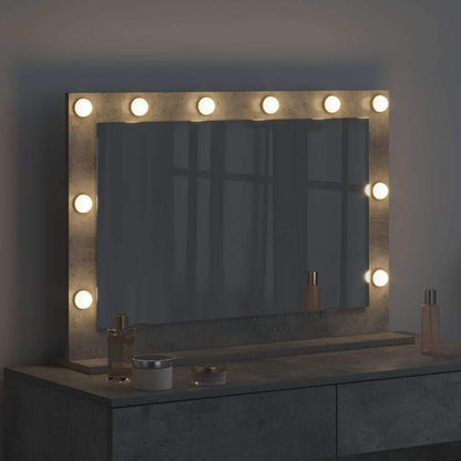 Vaskeskab Spejl Med Led -strimmellys Beton Grå 80 X 55 X 18 Cm - Billede 3