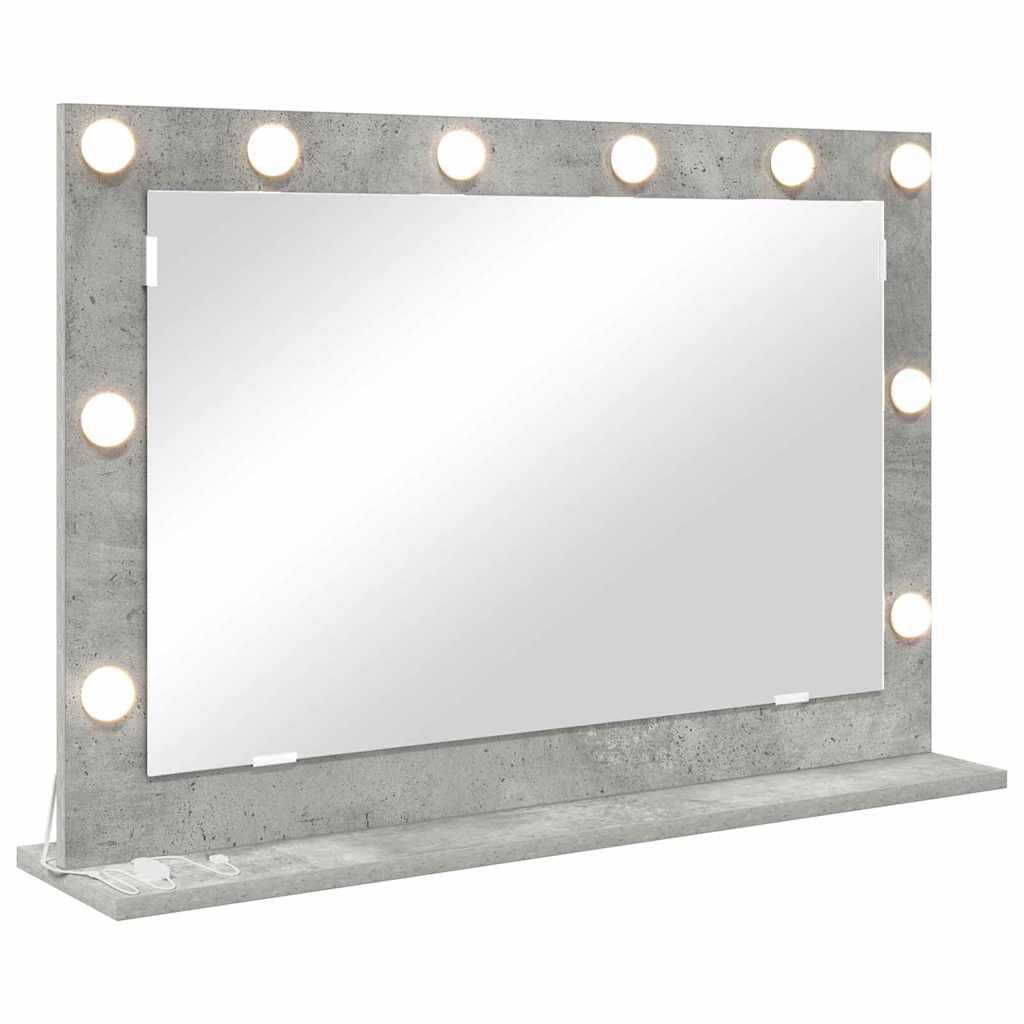 Vaskeskab Spejl Med Led -strimmellys Beton Grå 80 X 55 X 18 Cm - Billede 2