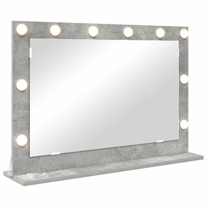 Vaskeskab Spejl Med Led -strimmellys Beton Grå 80 X 55 X 18 Cm - Billede 2