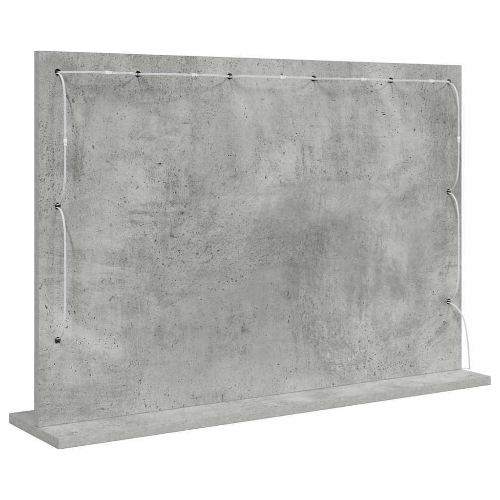 Vaskeskab Spejl Med Led -strimmellys Beton Grå 80 X 55 X 18 Cm - Billede 6