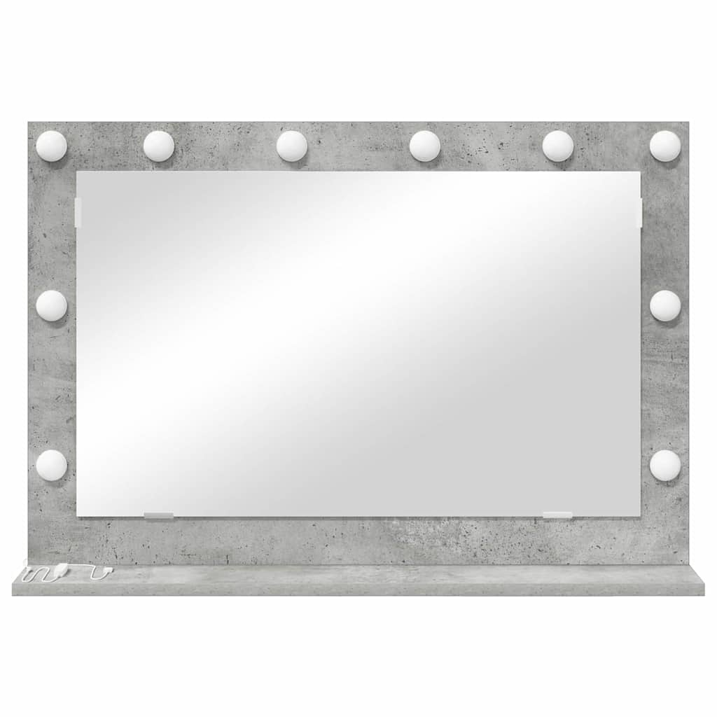Vaskeskab Spejl Med Led -strimmellys Beton Grå 80 X 55 X 18 Cm - Billede 4