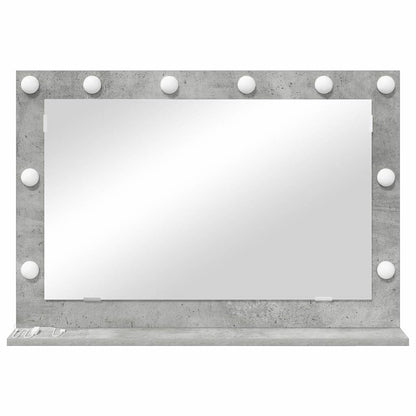 Vaskeskab Spejl Med Led -strimmellys Beton Grå 80 X 55 X 18 Cm - Billede 4