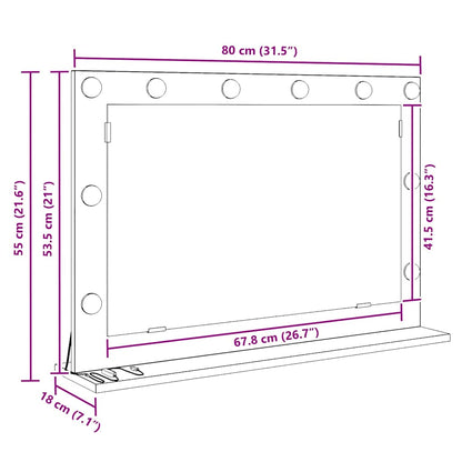 Vaskeskab Spejl Med Led -strimmellys Beton Grå 80 X 55 X 18 Cm - Billede 11