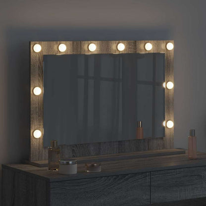 Vaskeskab Spejl Med Led -strimmellys Grå Sonoma 80 X 55 X 18 Cm - Billede 3