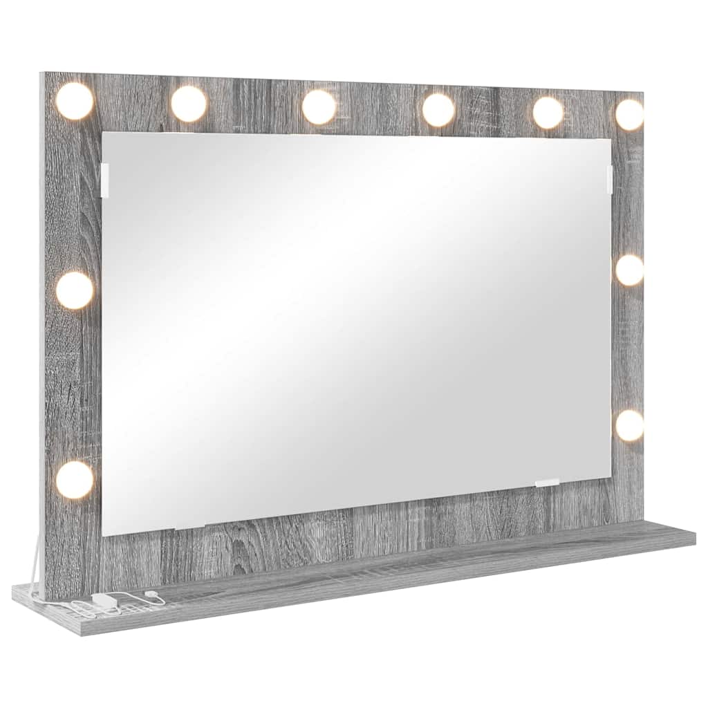 Vaskeskab Spejl Med Led -strimmellys Grå Sonoma 80 X 55 X 18 Cm - Billede 2