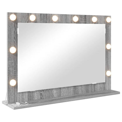 Vaskeskab Spejl Med Led -strimmellys Grå Sonoma 80 X 55 X 18 Cm - Billede 2