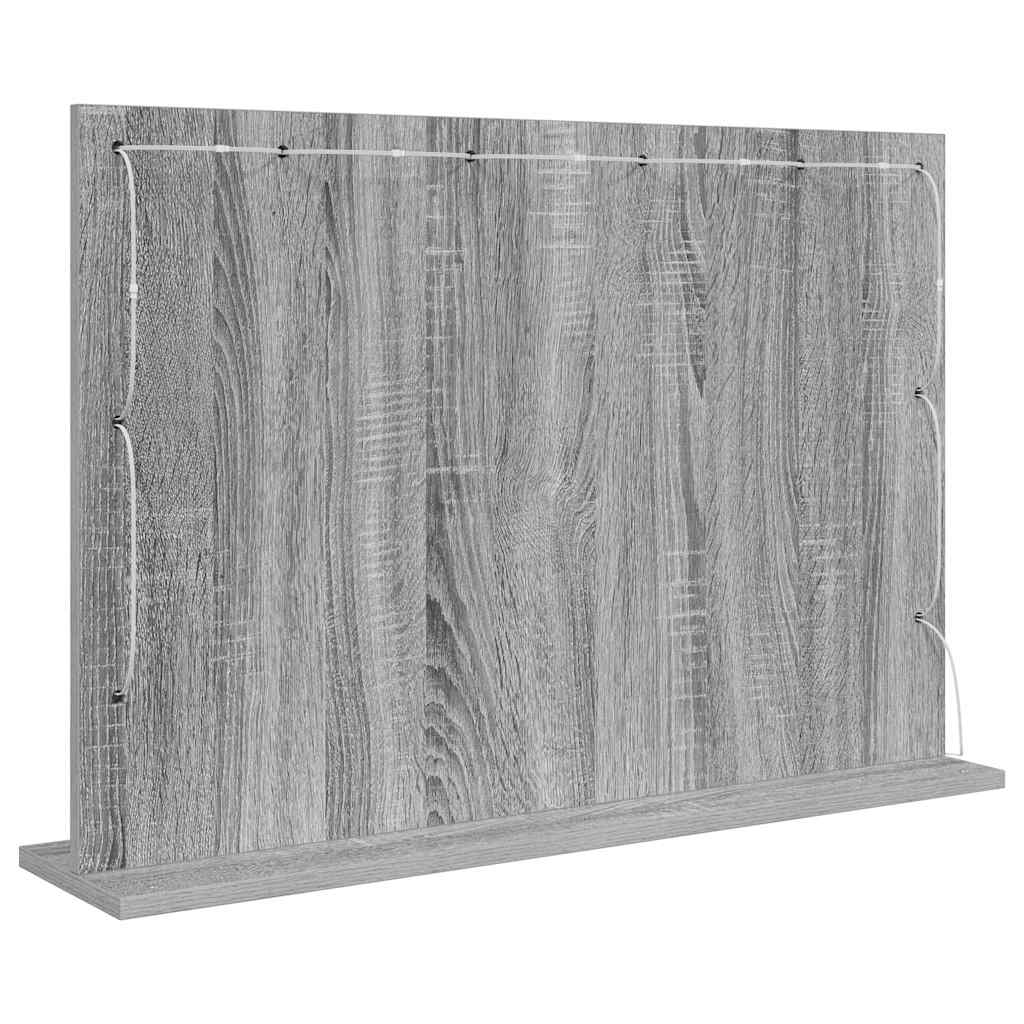 Vaskeskab Spejl Med Led -strimmellys Grå Sonoma 80 X 55 X 18 Cm - Billede 6