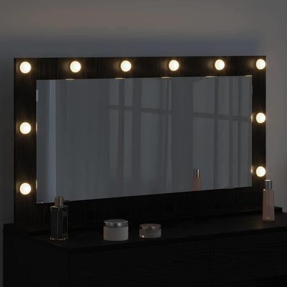 Vaskeskab Spejl Med Led -strimmellys Sort Eg 100 X 55 X 18 Cm - Billede 3
