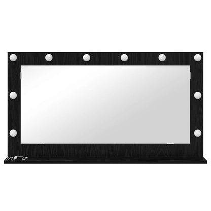 Vaskeskab Spejl Med Led -strimmellys Sort Eg 100 X 55 X 18 Cm - Billede 4