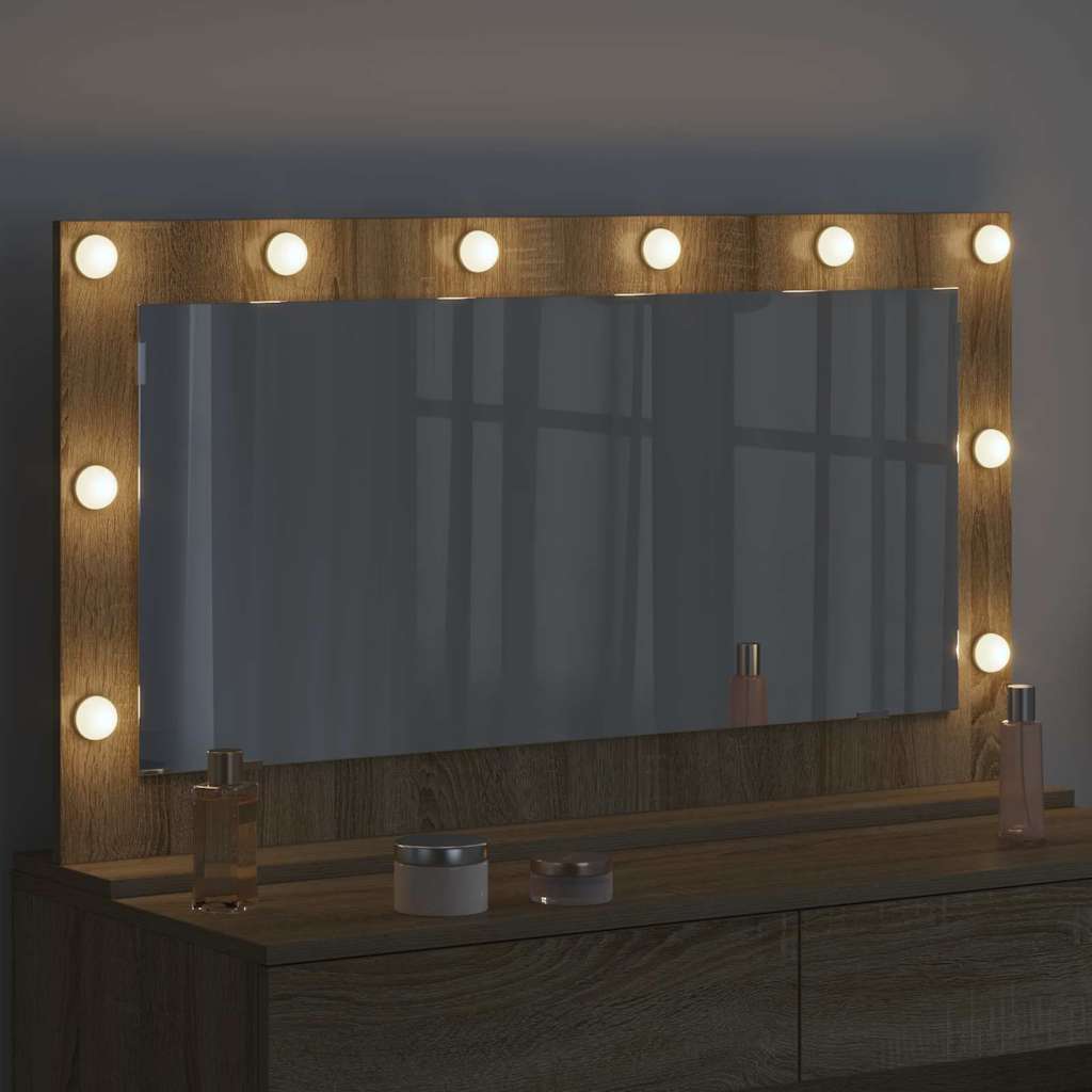 Vaskeskab Spejl Med Led -strimmellys Sonoma Eg 100 X 55 X 18 Cm - Billede 3
