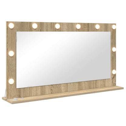 Vaskeskab Spejl Med Led -strimmellys Sonoma Eg 100 X 55 X 18 Cm - Billede 2