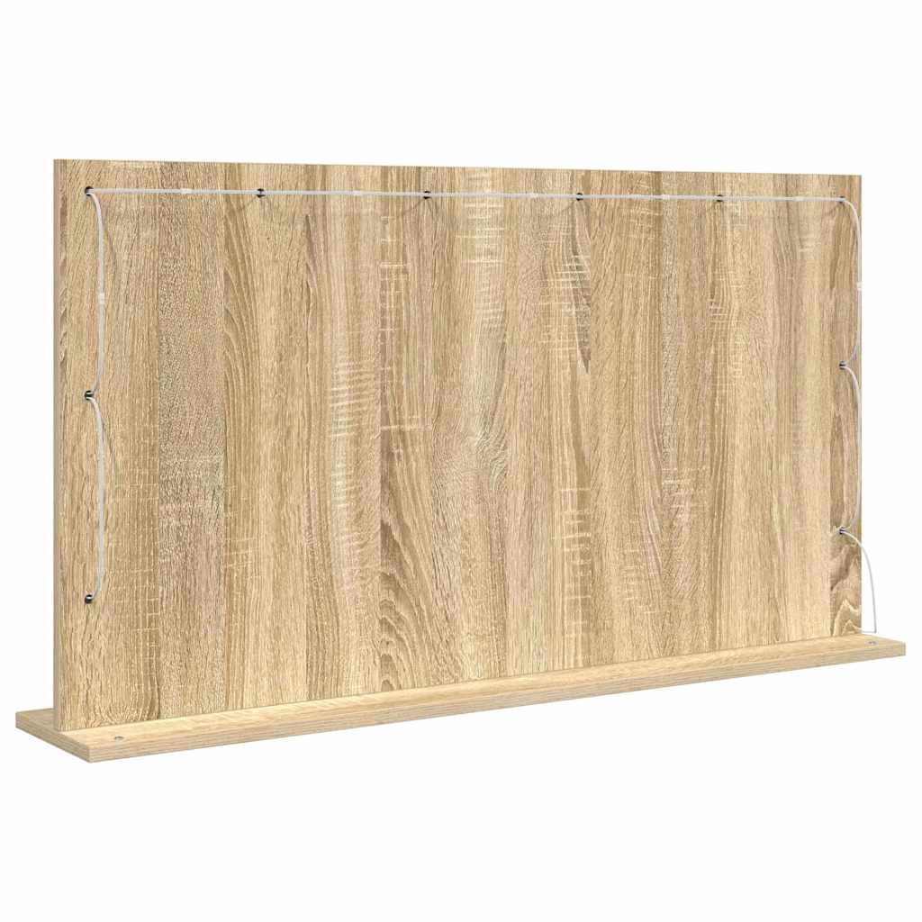 Vaskeskab Spejl Med Led -strimmellys Sonoma Eg 100 X 55 X 18 Cm - Billede 6