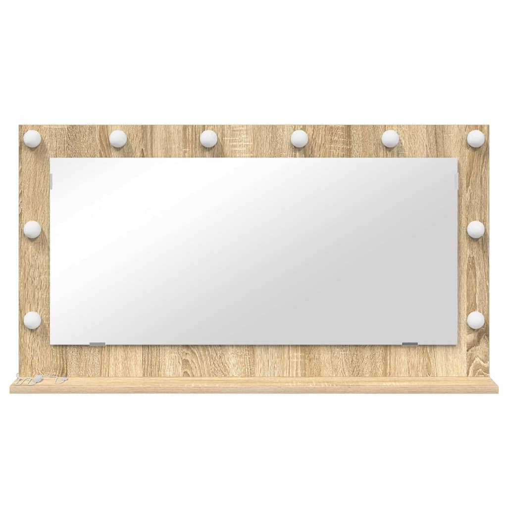 Vaskeskab Spejl Med Led -strimmellys Sonoma Eg 100 X 55 X 18 Cm - Billede 4