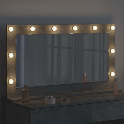 Vaskeskab Spejl Med Led -strimmellys Beton Grå 100 X 55 X 18 Cm - Billede 3