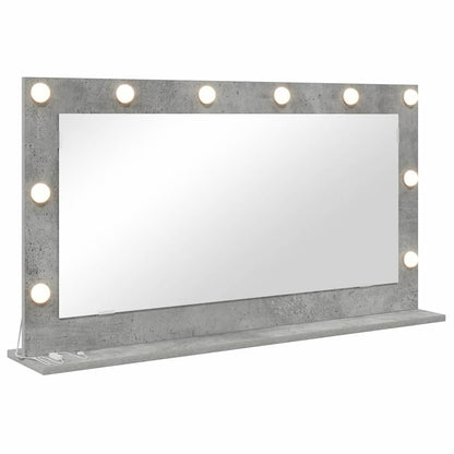 Vaskeskab Spejl Med Led -strimmellys Beton Grå 100 X 55 X 18 Cm - Billede 2