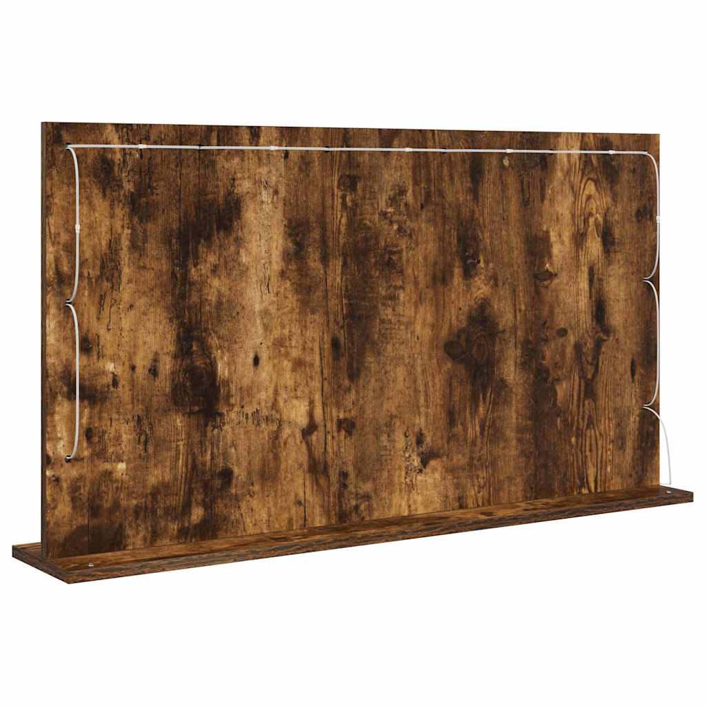Vaskeskab Spejl Med Led -strimmellys Røget Eg 100 X 55 X 18 Cm - Billede 6