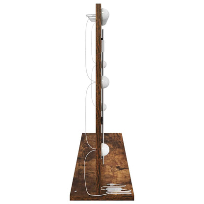 Vaskeskab Spejl Med Led -strimmellys Røget Eg 100 X 55 X 18 Cm - Billede 5