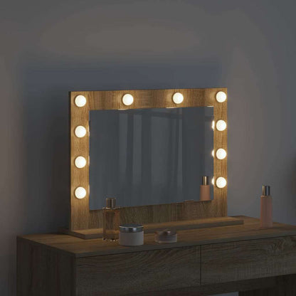 Vaskeskab Spejl Med Led -strimmellys Sonoma Eg 60 X 45 X 18 Cm - Billede 3