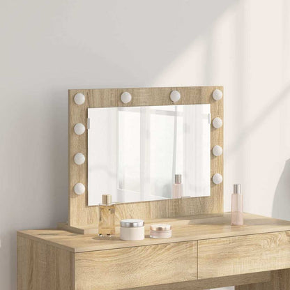 Vaskeskab Spejl Med Led -strimmellys Sonoma Eg 60 X 45 X 18 Cm - Hovedbillede
