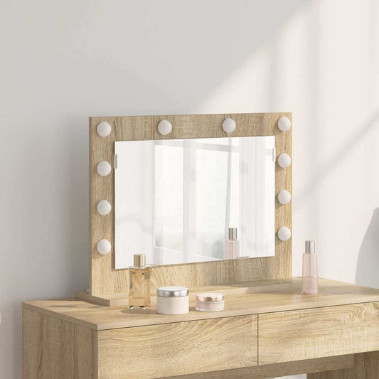 Vaskeskab Spejl Med Led -strimmellys Sonoma Eg 60 X 45 X 18 Cm - Hovedbillede